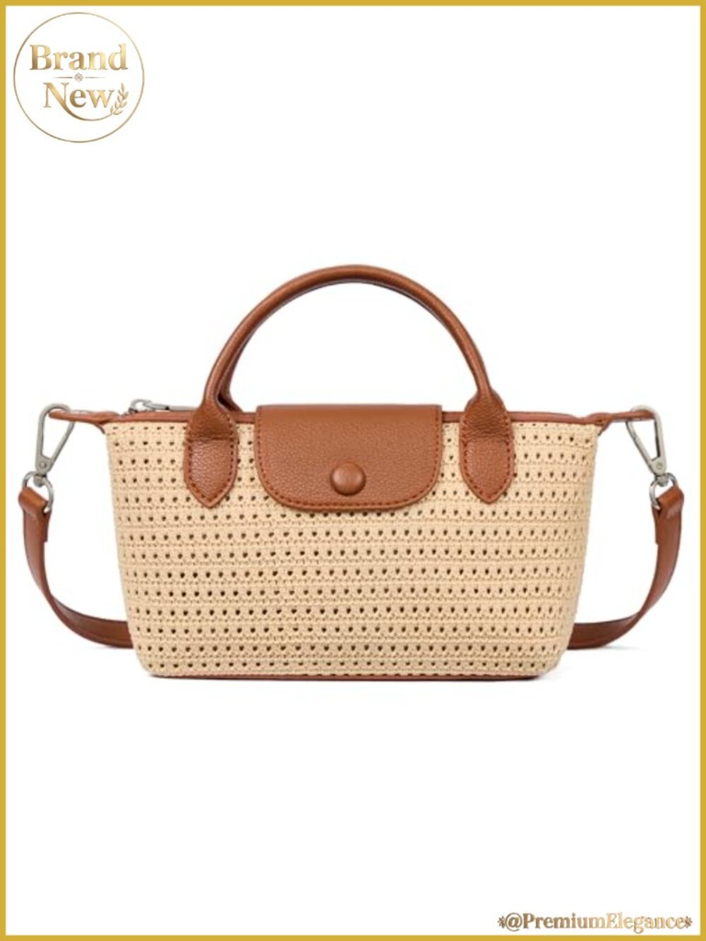 Mini Tote Crossbody Bag with Adjustable Strap Faux Leather Woven